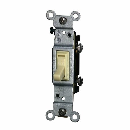LEVITON Residential Grade 15 Amp Toggle Single Pole Switch, Ivory 207-02651-02I